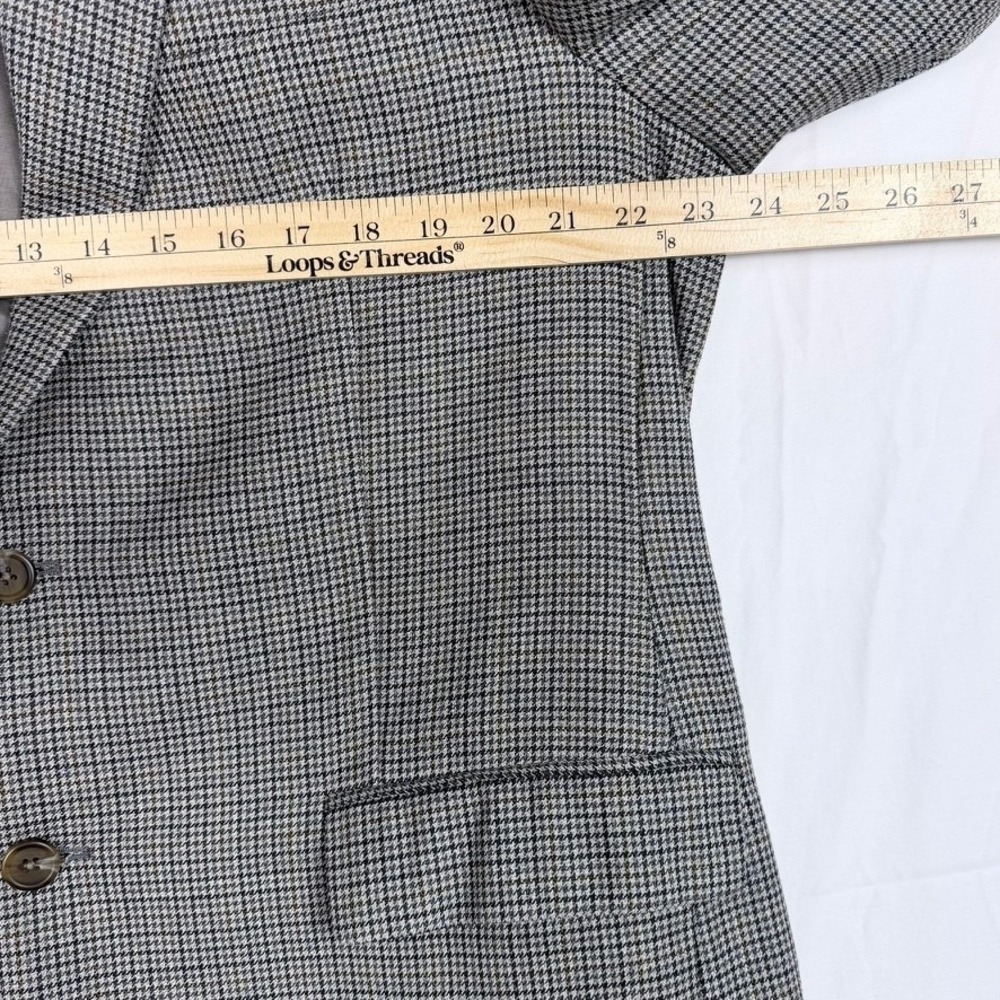 Chaps Ralph Lauren Gray Houndstooth Blazer Sport Coat 43L Silk Wool Blend - Picture 8 of 11